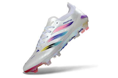 Adidas Predator 26 Elite FG Firm Ground Soccer Cleats - White/Iridescent/Multicolor