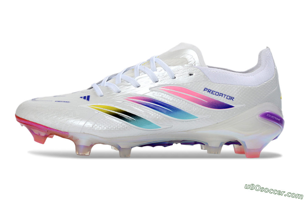 Adidas Predator 26 Elite FG Firm Ground Soccer Cleats - White/Iridescent/Multicolor 2