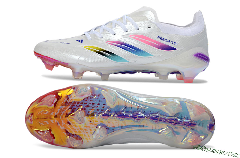 Adidas Predator 26 Elite FG Firm Ground Soccer Cleats - White/Iridescent/Multicolor 0