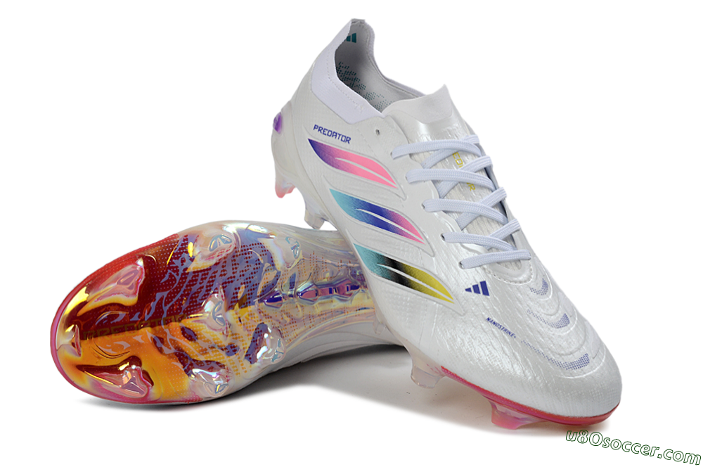 Adidas Predator 26 Elite FG Firm Ground Soccer Cleats - White/Iridescent/Multicolor 3