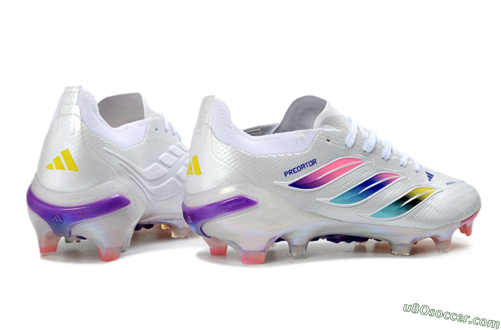 Adidas Predator 26 Elite FG Firm Ground Soccer Cleats - White/Iridescent/Multicolor 6