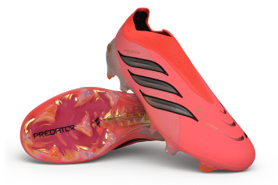 Adidas Predator 26 Elite Laceless FG Firm Ground Soccer Cleats - Pink/Solar Pink/Metallic Silver