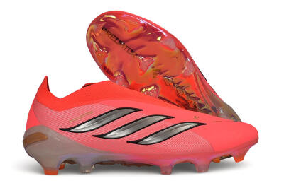 Adidas Predator 26 Elite Laceless FG Firm Ground Soccer Cleats - Pink/Solar Pink/Metallic Silver