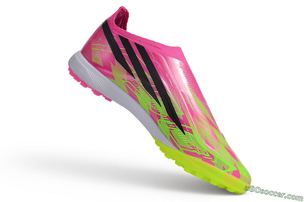 Adidas F50 Hyperfast Elite Laceless TF Artificial Turf Soccer Shoes - Pink/Lucid Pink/Solar Yellow 5