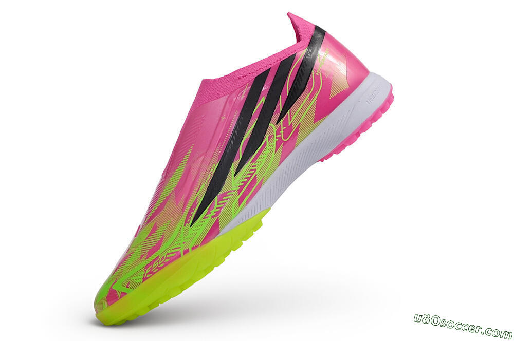 Adidas F50 Hyperfast Elite Laceless TF Artificial Turf Soccer Shoes - Pink/Lucid Pink/Solar Yellow 6