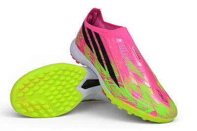 Adidas F50 Hyperfast Elite Laceless TF Artificial Turf Soccer Shoes - Pink/Lucid Pink/Solar Yellow