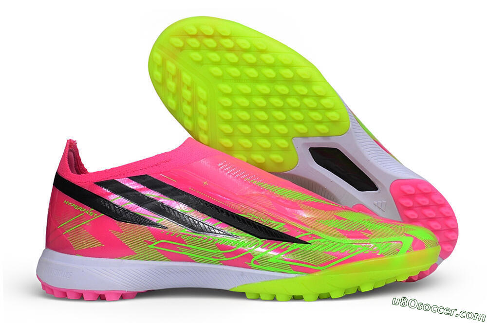 Adidas F50 Hyperfast Elite Laceless TF Artificial Turf Soccer Shoes - Pink/Lucid Pink/Solar Yellow 1