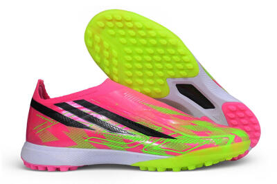 Adidas F50 Hyperfast Elite Laceless TF Artificial Turf Soccer Shoes - Pink/Lucid Pink/Solar Yellow