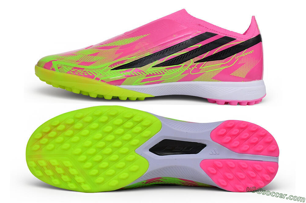 Adidas F50 Hyperfast Elite Laceless TF Artificial Turf Soccer Shoes - Pink/Lucid Pink/Solar Yellow 0