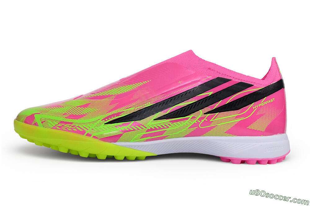 Adidas F50 Hyperfast Elite Laceless TF Artificial Turf Soccer Shoes - Pink/Lucid Pink/Solar Yellow 2