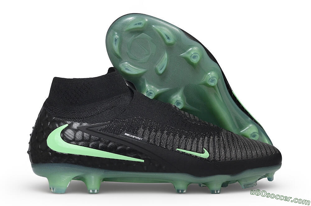 Nike Phantom 6 Elite High FG Firm Ground Soccer Cleats - Black/Black/Mint 1
