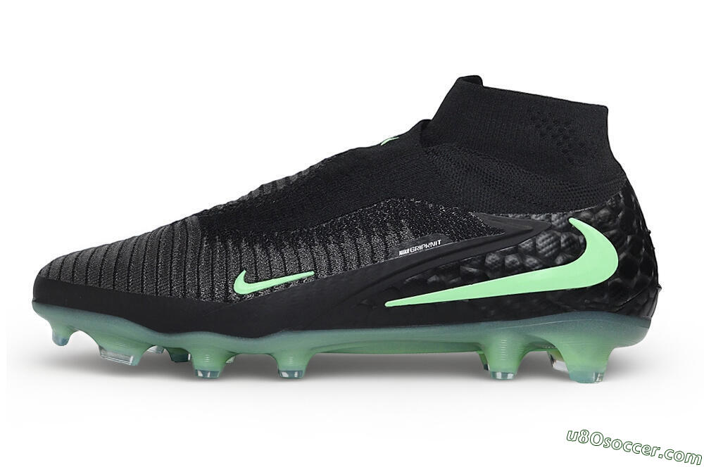 Nike Phantom 6 Elite High FG Firm Ground Soccer Cleats - Black/Black/Mint 2