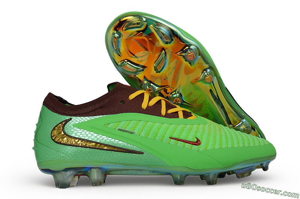 Travis Scott x Cactus Jack x Nike phantom 6 Elite SE FG Firm Ground Soccer Cleats - Green/Electric Green/Bronze Metallic 1