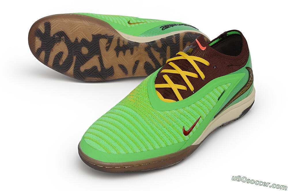 Travis Scott x Cactus Jack x Nike phantom 6 Elite SE IC Indoor & Futsal Soccer Shoes - Green/Electric Green/Baroque Brown 3