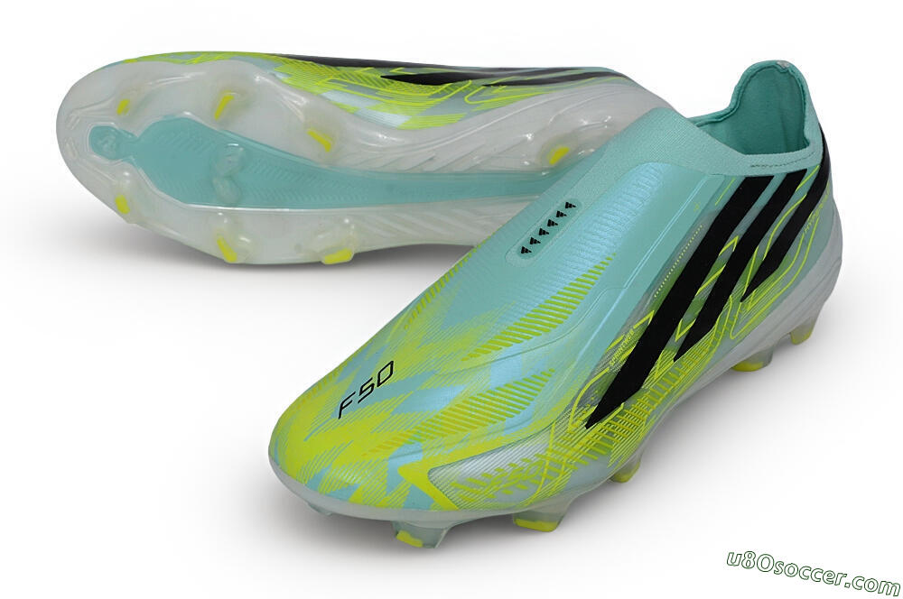 Adidas F50 Hyperfast Elite Laceless FG Firm Ground Soccer Cleats - Green/Mint Rush/Solar Yellow 3