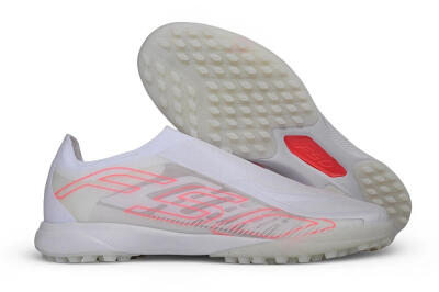 Adidas F50 Hyperfast Elite Laceless TF Artificial Turf Soccer Shoes - White/Cloud White/Solar Pink