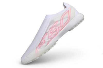 Adidas F50 Hyperfast Elite Laceless TF Artificial Turf Soccer Shoes - White/Cloud White/Solar Pink