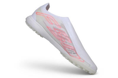 Adidas F50 Hyperfast Elite Laceless TF Artificial Turf Soccer Shoes - White/Cloud White/Solar Pink