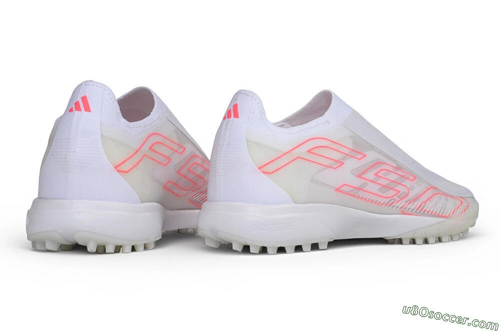 Adidas F50 Hyperfast Elite Laceless TF Artificial Turf Soccer Shoes - White/Cloud White/Solar Pink 6