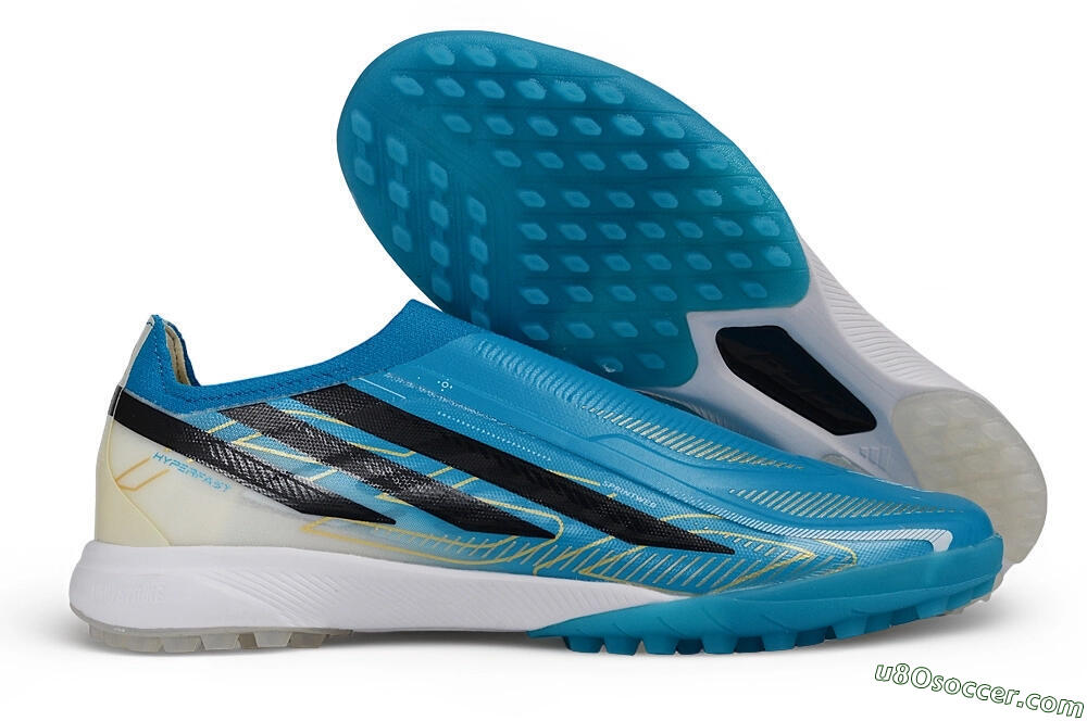 Adidas F50 Hyperfast Elite Laceless TF Artificial Turf Soccer Shoes - Blue/Lucid Cyan/Core Black 1