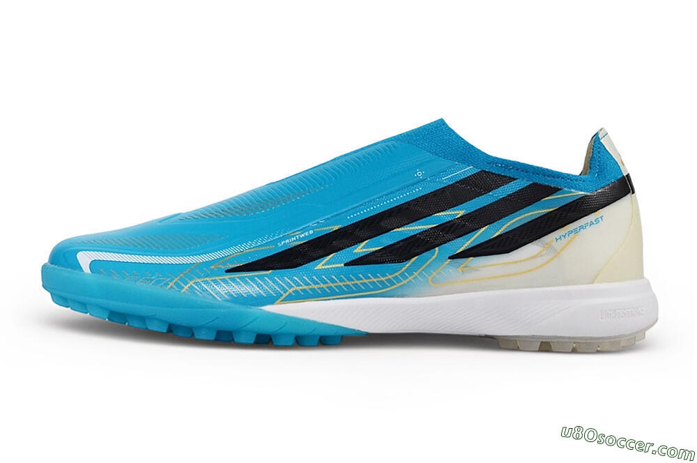 Adidas F50 Hyperfast Elite Laceless TF Artificial Turf Soccer Shoes - Blue/Lucid Cyan/Core Black 2