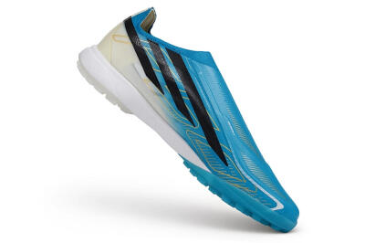 Adidas F50 Hyperfast Elite Laceless TF Artificial Turf Soccer Shoes - Blue/Lucid Cyan/Core Black