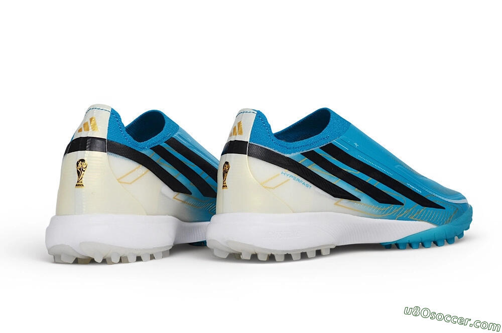 Adidas F50 Hyperfast Elite Laceless TF Artificial Turf Soccer Shoes - Blue/Lucid Cyan/Core Black 6