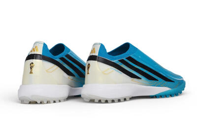 Adidas F50 Hyperfast Elite Laceless TF Artificial Turf Soccer Shoes - Blue/Lucid Cyan/Core Black