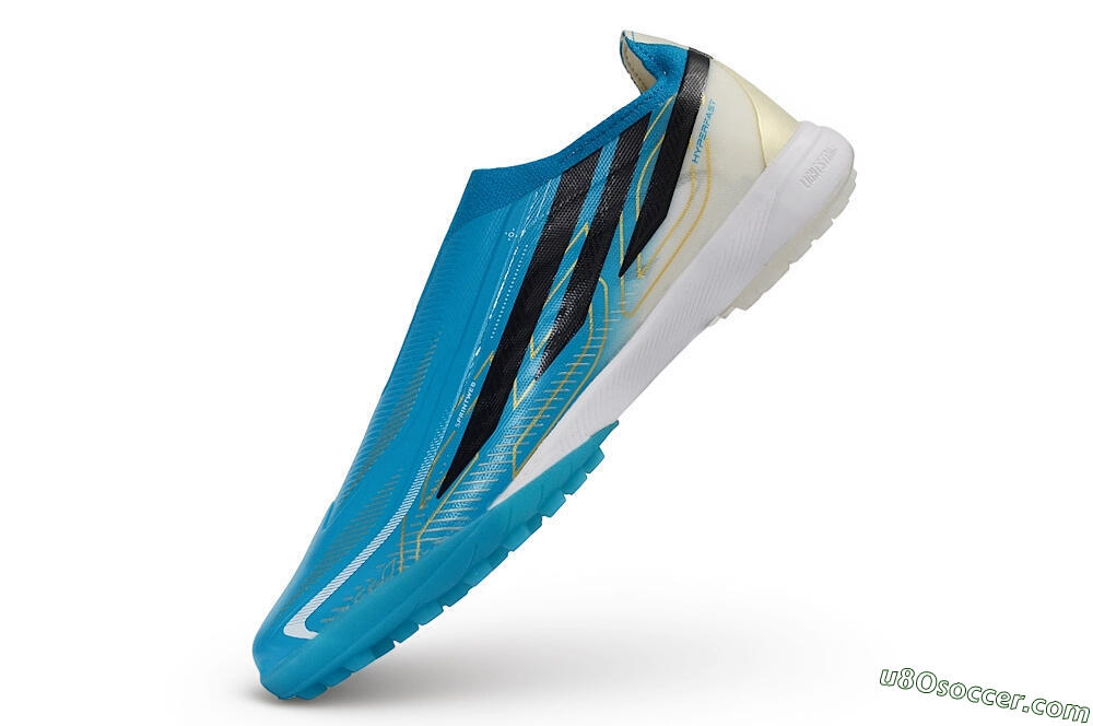 Adidas F50 Hyperfast Elite Laceless TF Artificial Turf Soccer Shoes - Blue/Lucid Cyan/Core Black 5