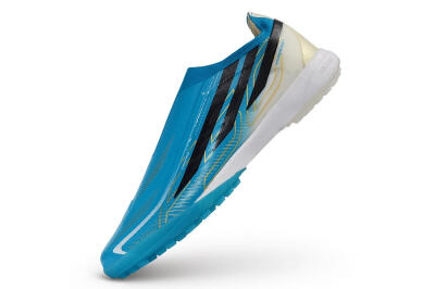 Adidas F50 Hyperfast Elite Laceless TF Artificial Turf Soccer Shoes - Blue/Lucid Cyan/Core Black