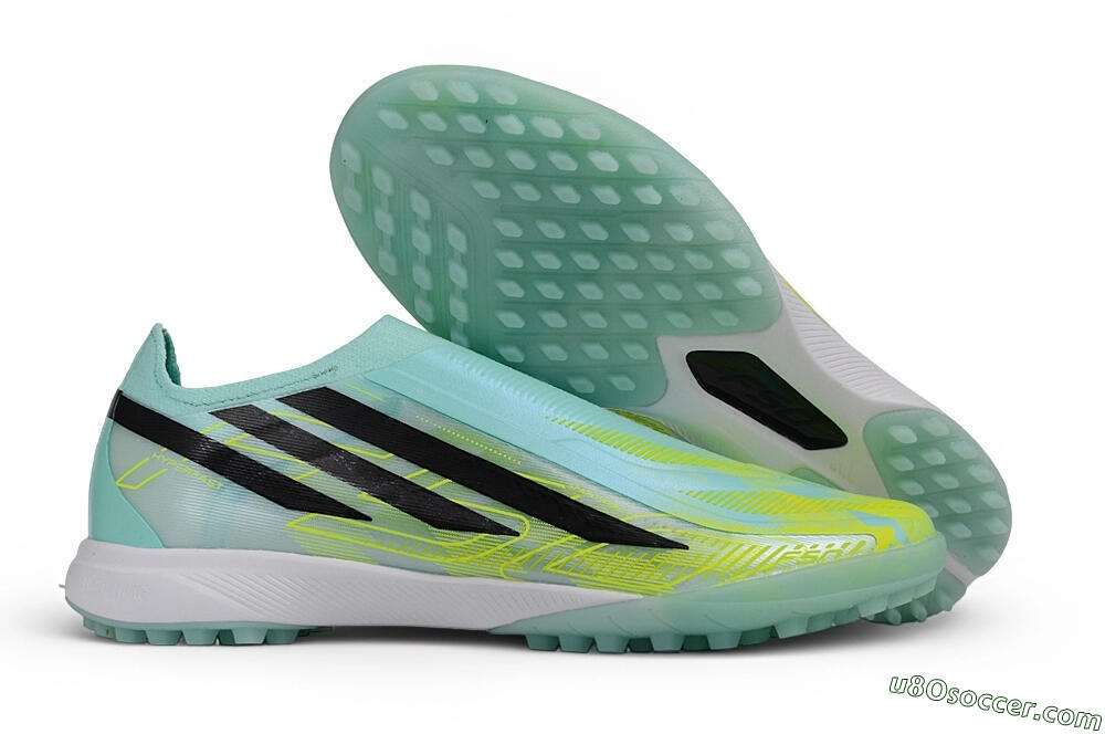 Adidas F50 Hyperfast Elite Laceless TF Artificial Turf Soccer Shoes - Green/Mint/Solar Yellow 1