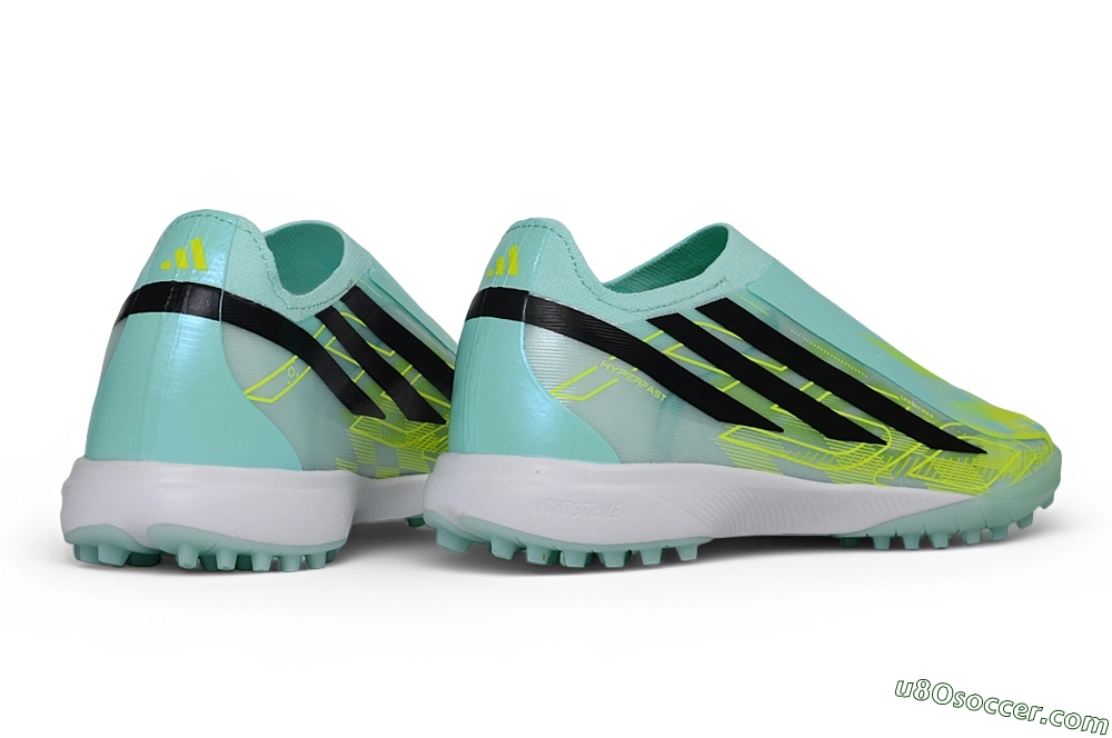 Adidas F50 Hyperfast Elite Laceless TF Artificial Turf Soccer Shoes - Green/Mint/Solar Yellow 6