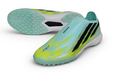 Adidas F50 Hyperfast Elite Laceless TF Artificial Turf Soccer Shoes - Green/Mint/Solar Yellow