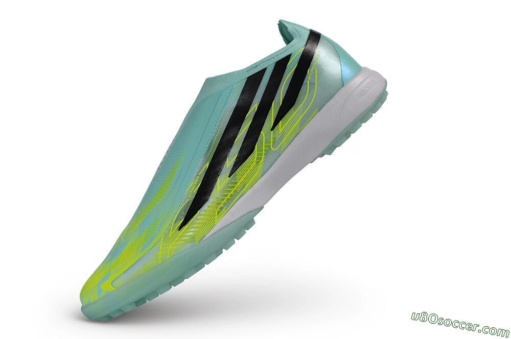 Adidas F50 Hyperfast Elite Laceless TF Artificial Turf Soccer Shoes - Green/Mint/Solar Yellow 5