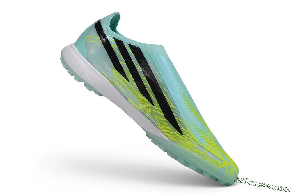 Adidas F50 Hyperfast Elite Laceless TF Artificial Turf Soccer Shoes - Green/Mint/Solar Yellow 4