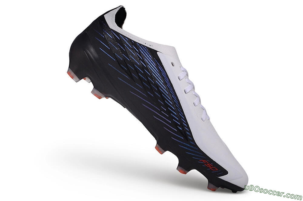 Adidas F50 Hyperfast Elite Laceless FG Firm Ground Soccer Cleats - White/Core Black/Solar Blue 4