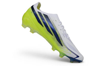 Adidas F50 Hyperfast Elite Laceless FG Firm Ground Soccer Cleats - White/Cloud White/Solar Yellow