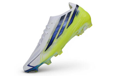 Adidas F50 Hyperfast Elite Laceless FG Firm Ground Soccer Cleats - White/Cloud White/Solar Yellow