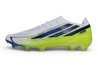 Adidas F50 Hyperfast Elite Laceless FG Firm Ground Soccer Cleats - White/Cloud White/Solar Yellow