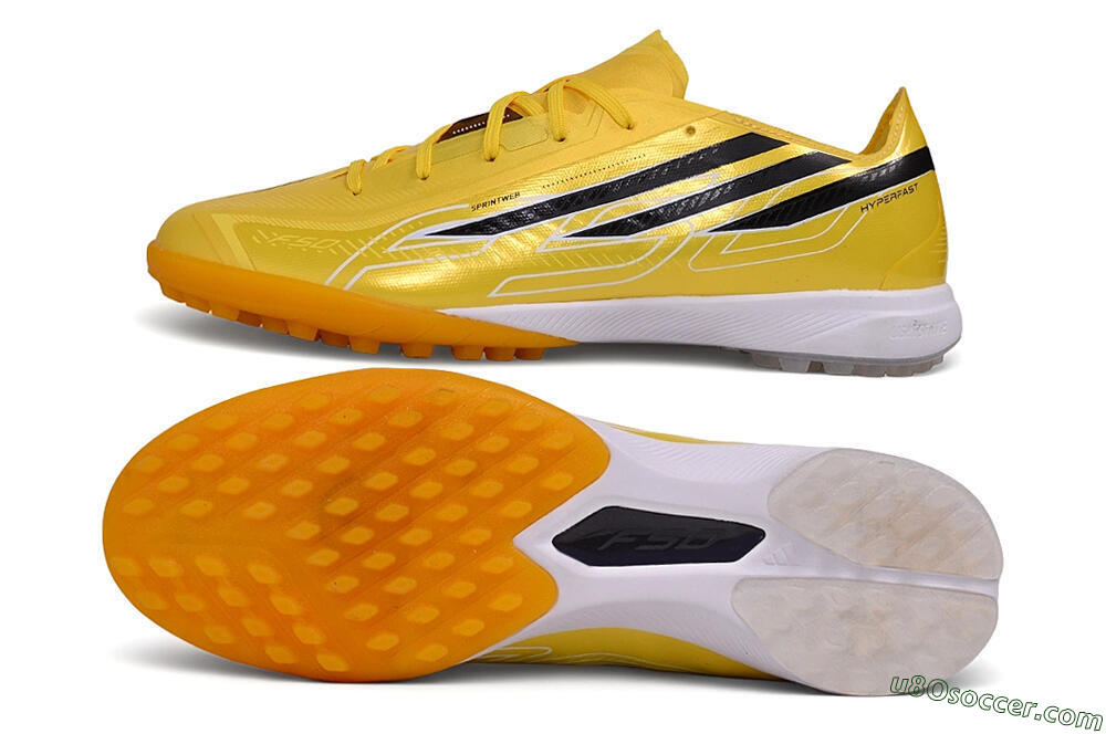 Adidas F50 Hyperfast League TF Artificial Turf Soccer Shoes - Yellow/Solar Yellow/Core Black 0