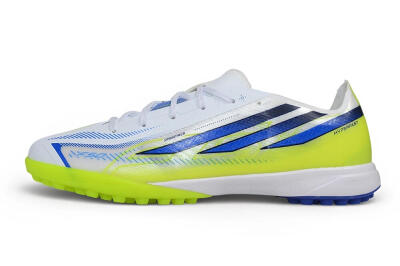 Adidas F50 Hyperfast League TF Artificial Turf Soccer Shoes - White/Solar Yellow/Team Royal Blue