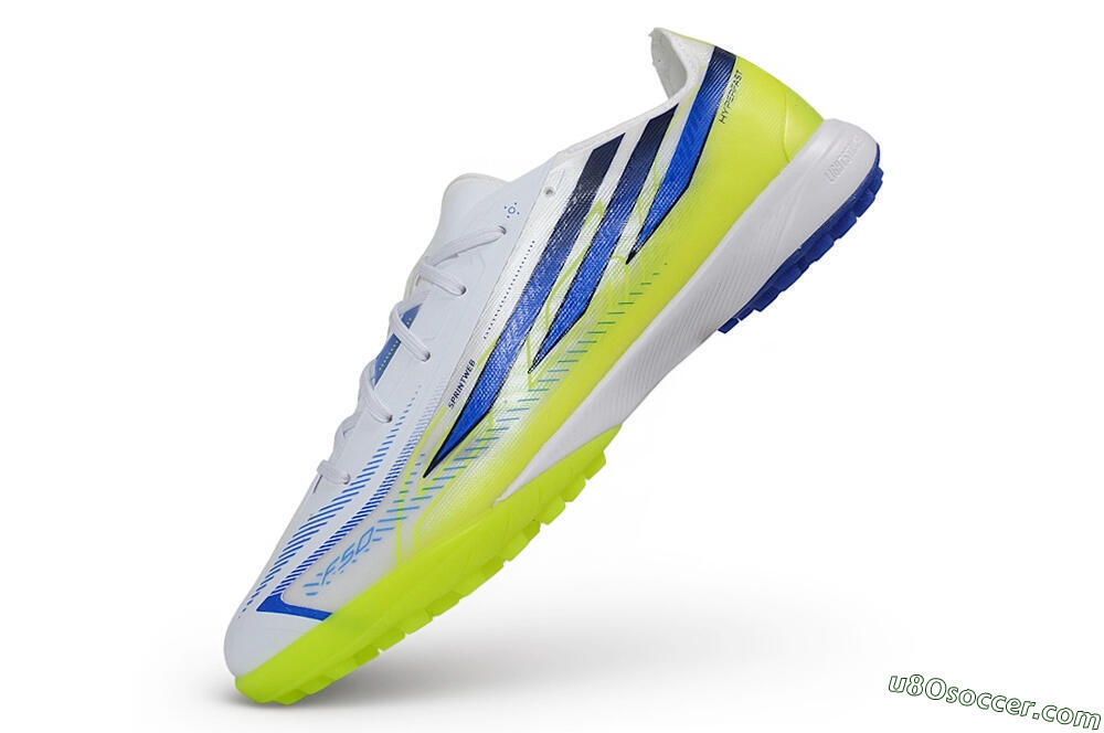 Adidas F50 Hyperfast League TF Artificial Turf Soccer Shoes - White/Solar Yellow/Team Royal Blue 5
