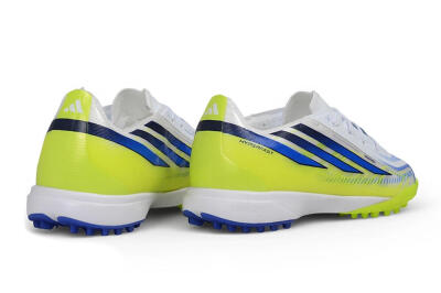 Adidas F50 Hyperfast League TF Artificial Turf Soccer Shoes - White/Solar Yellow/Team Royal Blue