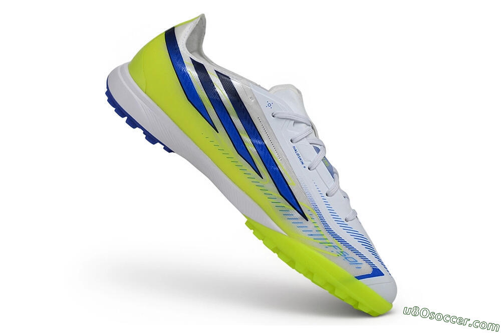 Adidas F50 Hyperfast League TF Artificial Turf Soccer Shoes - White/Solar Yellow/Team Royal Blue 4