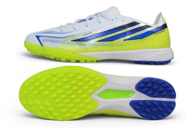 Adidas F50 Hyperfast League TF Artificial Turf Soccer Shoes - White/Solar Yellow/Team Royal Blue