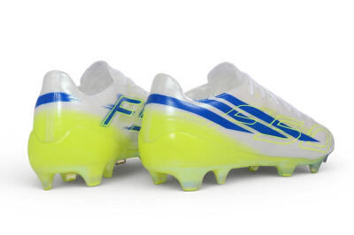 Adidas F50 Hyperfast Evo FG Firm Ground Soccer Cleats - White/Lucid Blue/Solar Yellow