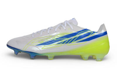Adidas F50 Hyperfast Evo FG Firm Ground Soccer Cleats - White/Lucid Blue/Solar Yellow