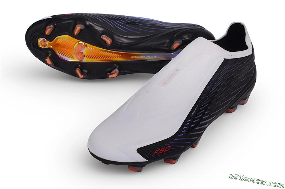 Adidas F50 Hyperfast Elite Laceless FG Firm Ground Soccer Cleats - White/Core Black/Solar Red 3
