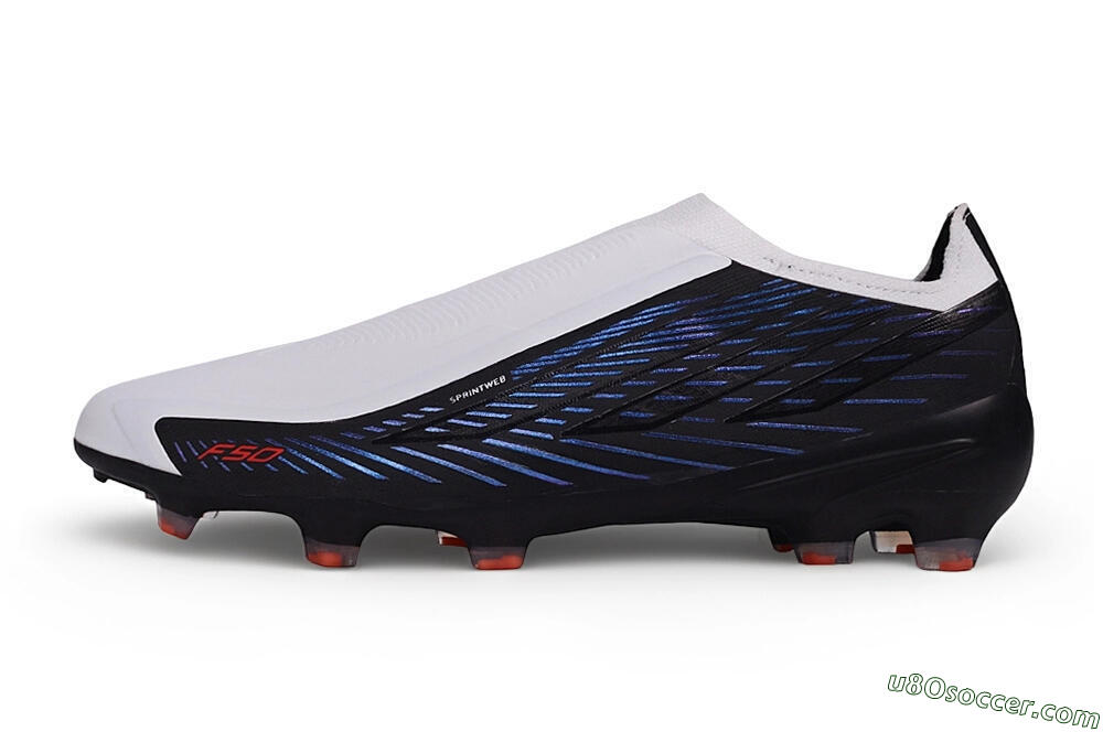 Adidas F50 Hyperfast Elite Laceless FG Firm Ground Soccer Cleats - White/Core Black/Solar Red 2