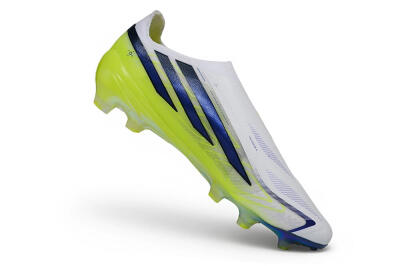 Adidas F50 Hyperfast Elite Laceless FG Firm Ground Soccer Cleats - White/White/Solar Yellow